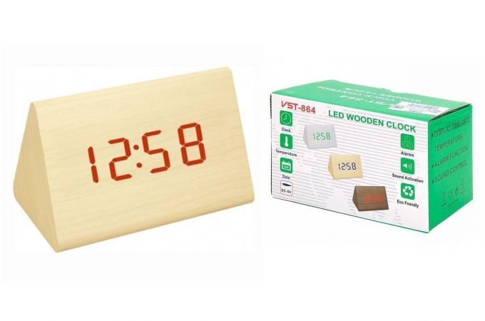 Часы настольные VST 864-1 (Красные цифры, светло-коричневый корпус) (без блока) Часы настольные VST 864-1 (Красные цифры, светло-коричневый корпус) (без блока)