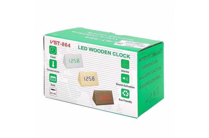 Часы настольные VST 864-1 (Красные цифры, светло-коричневый корпус) (без блока) Часы настольные VST 864-1 (Красные цифры, светло-коричневый корпус) (без блока)