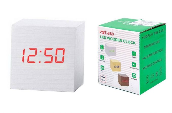 Часы настольные VST 869-1 (Красные цифры, белый корпус) (без блока) Часы настольные VST 869-1 (Красные цифры, белый корпус) (без блока)