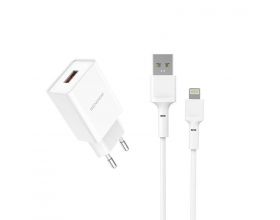 Сетевое зарядное устройство USB + кабель Lightning SENDEM OG02 5В, 3100mA (белый) Сетевое зарядное устройство USB + кабель Lightning SENDEM OG02 5В, 3100mA (белый)