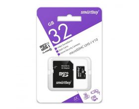 Карта памяти microSDHC Smartbuy 032GB cl10 U1 V10 для видеонаблюдения (с адаптером SD) Карта памяти microSDHC Smartbuy 032GB cl10 U1 V10 для видеонаблюдения (с адаптером SD)
