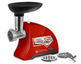 Мясорубка CENTEK CT-1609 красный 1550Вт, реверс, 2 диска, стальной нож и узлы Мясорубка CENTEK CT-1609 красный 1550Вт, реверс, 2 диска, стальной нож и узлы