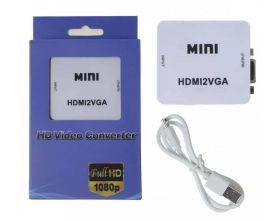 Конвертер переходник HDMI - VGA (мама - мама) белый Конвертер переходник HDMI - VGA (мама - мама) белый