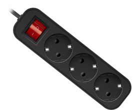 Сетевой удлинитель Defender G318 черный с выключ. 1,8метра, 3 розетки с заземл.,10А Сетевой удлинитель Defender G318 черный с выключ. 1,8метра, 3 розетки с заземл.,10А