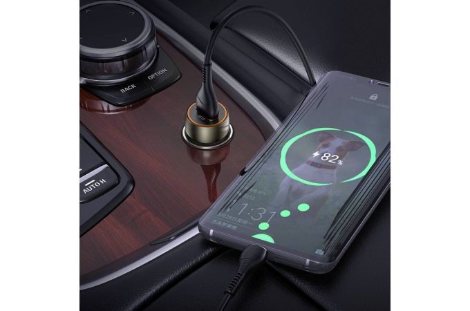 Автомобильное зарядное устройство АЗУ USB + кабель Type-C HOCO Z46 Blue QC3.0 (серый)