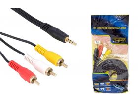 Кабель аудио видео Jack 3,5 - 3 RCA (папа - папа) 3 м черный (TRS302) Кабель аудио видео Jack 3,5 - 3 RCA (папа - папа) 3 м черный (TRS302)