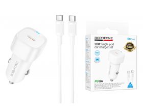 Автомобильное зарядное устройство BOROFONE BZ34A Cloud с одним портом PD20W (Type-C -Lightning) (белый)