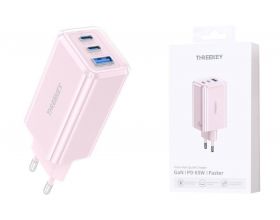 Сетевое зарядное устройство USB THREEKEY TK-113 (EU) 65W 2C1A Folding Gallium Nitride Charger (розовый) (LUX от XO) Сетевое зарядное устройство USB THREEKEY TK-113 (EU) 65W 2C1A Folding Gallium Nitride Charger (розовый) (LUX от XO)
