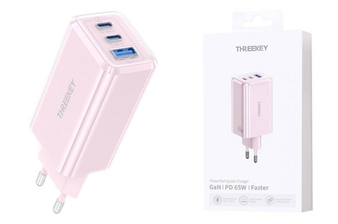 Сетевое зарядное устройство USB THREEKEY TK-113 (EU) 65W 2C1A Folding Gallium Nitride Charger (розовый) (LUX от XO) Сетевое зарядное устройство USB THREEKEY TK-113 (EU) 65W 2C1A Folding Gallium Nitride Charger (розовый) (LUX от XO)