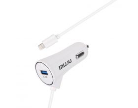 Автомобильное зарядное устройство АЗУ USB + кабель Lightning MUJU MJ-C08 (5B,3100mA) (белый) Автомобильное зарядное устройство АЗУ USB + кабель Lightning MUJU MJ-C08 (5B,3100mA) (белый)