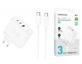 Сетевое зарядное устройство USB+2USB-C + кабель Type-C-Type-C BOROFONE BN11 Imperial PD100W + QC3.0 (белый) Сетевое зарядное устройство USB+2USB-C + кабель Type-C-Type-C BOROFONE BN11 Imperial PD100W + QC3.0 (белый)