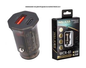 Автомобильное зарядное устройство АЗУ WALKER WCR-61, 3А, 30Вт, Type-Cx1, быстрая зарядка QC 3.0+PD, черное Автомобильное зарядное устройство АЗУ WALKER WCR-61, 3А, 30Вт, Type-Cx1, быстрая зарядка QC 3.0+PD, черное
