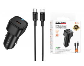 Автомобильное зарядное устройство BOROFONE BZ34A Cloud с одним портом PD20W (Type-C - Type-C) (черный)