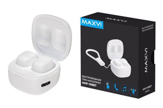 Bluetooth наушники Maxvi MHF-108 BT белые TWS Bluetooth наушники Maxvi MHF-108 BT белые TWS