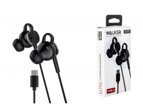 Наушники вакуумные проводные WALKER H715, TYPE-C, микрофон, кнопка ответа, рег.громкости, черные